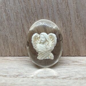 Glass Angel Cabochon Pendant - Ivory Angel in Clear Dome